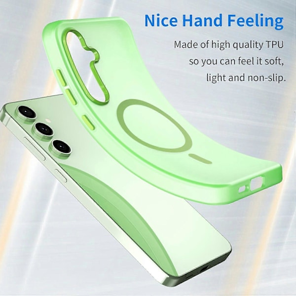 Samsung Galaxy S24 FE -kotelo, yhteensopiva MagSafe-tekniikan kanssa, TPU+PC ohut mattapintainen läpikuultava puhelinkuori Multicolor Green