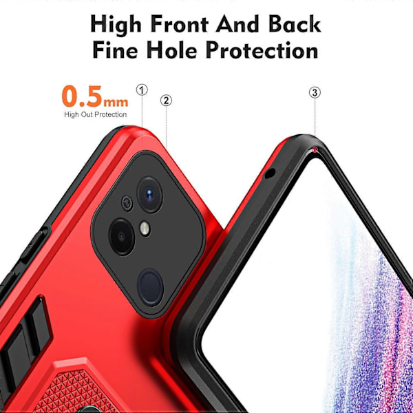 For Xiaomi Redmi 12C 4G/Poco C55 4G Fleksibel Ring Stropp TPU+PC Telefon Deksel Stativ Etui Multicolor Style B