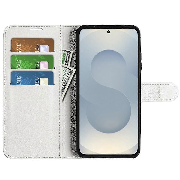 För Samsung Galaxy S25 Edge Fodral Litchi Textur Stötsäkert Läder Plånboks Telefonfodral Multicolor White