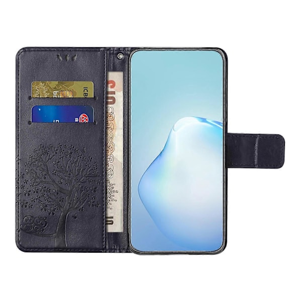 Til Motorola Moto G45 5G/G34 5G Mobiltelefon Etui Ugle Træ Præget Anti-Fald Læder Stand Wallet Co Multicolor Dark Purple