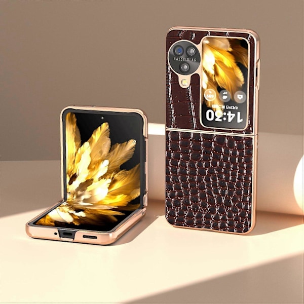 Skal för Oppo Find N3 Flip 5G Krokodiltextur Äkta Läder+PC Mobilskal Multicolor Style C