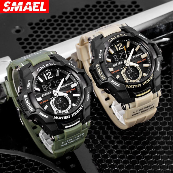 Smael Smile Personality Alloy Outdoor Watch Herr Large Dial Sports Electronic Watch Waterproof Watch Silver