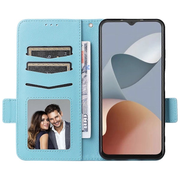 För ZTE Blade A34 Mobilskal Läder Litchi Textur Skydd med Magnetlås Multicolor Baby Blue