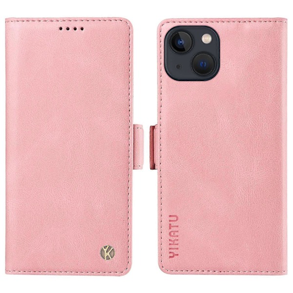 YIKATU YK-005 Skinnkänsla PU Läder Plånboksfodral med Stötsäkert Ställ för iPhone 15 Multicolor Style G