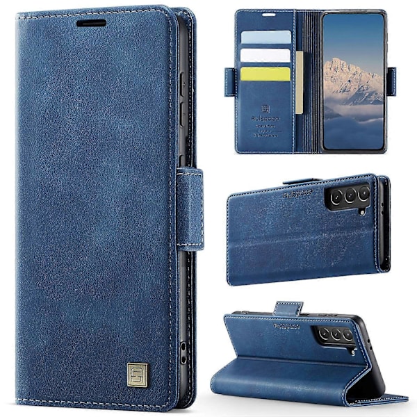 För Samsung Galaxy S21 FE 5G Fodral AUTSPACE A11 RFID-blockerande Retro Läder Mobiltelefon Plånboksfodral Multicolor Blue
