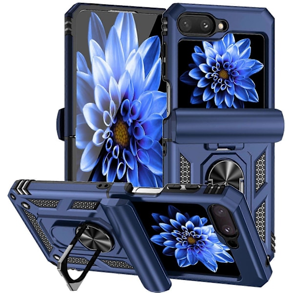 Skal för Samsung Galaxy Z Flip5 5G PC+TPU Anti-fall Ring Kickstand Multicolor Style D