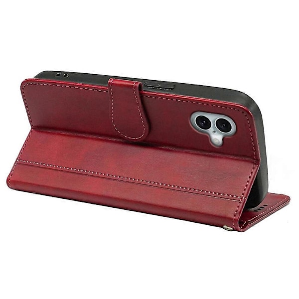 Kalveskinds tekstur læder etui med stativ i bogstil til iPhone 16 Plus Multicolor Style B
