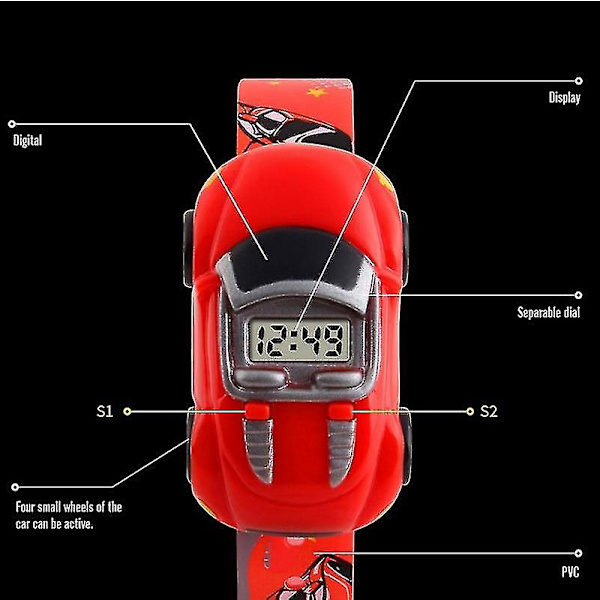 Skmei 1241 Tecknad Bil Barn Digital Watch Red one size