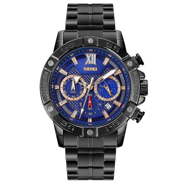 Skmei 9235 Miesten Kuunvaihe Sekuntikello Kvartsikello Black Blue