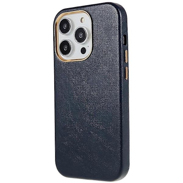 För iPhone 14 Pro Max Business Mobilskal PU Läder+PC Mobilskal med Metall Linsring Ram Multicolor Style A