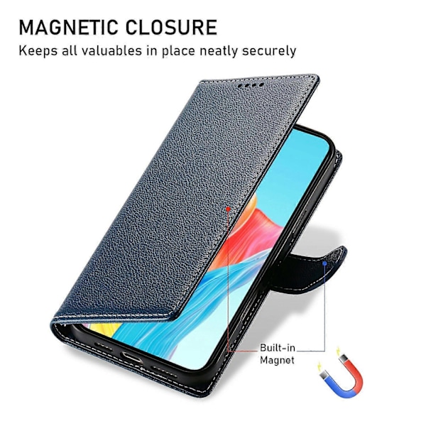 Til Realme 14 5G Stand Case Litchi Tekstur Læder Wallet Telefon Cover Magnetisk Lukning Multicolor Dark Blue