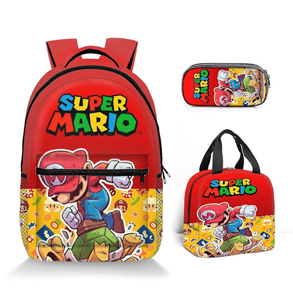 Super Mario Trykt Rygsæk Studerende Polyester Tegneserie Børne Rygsæk Tre-delt Sæt Style 8