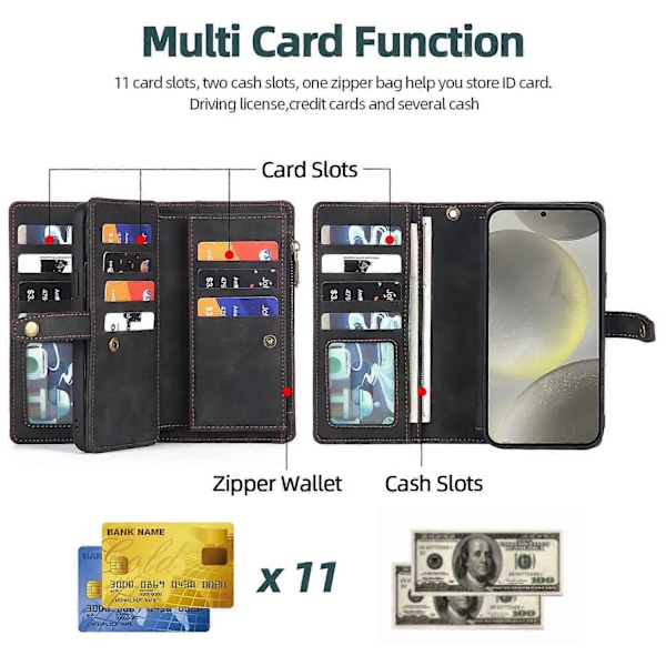 MEGSHI H1-serien for Samsung Galaxy S24 Lærdeksel Avtakbart 2-i-1 Telefon Lommebokdeksel Multicolor Style A