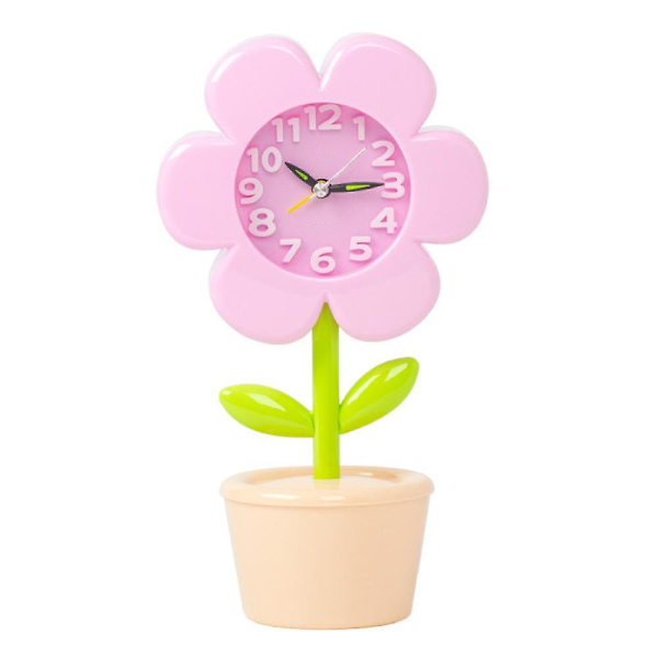 Sovrums väckarklocka, blommor väckarklocka, student heminredning skrivbordsklocka Pink2