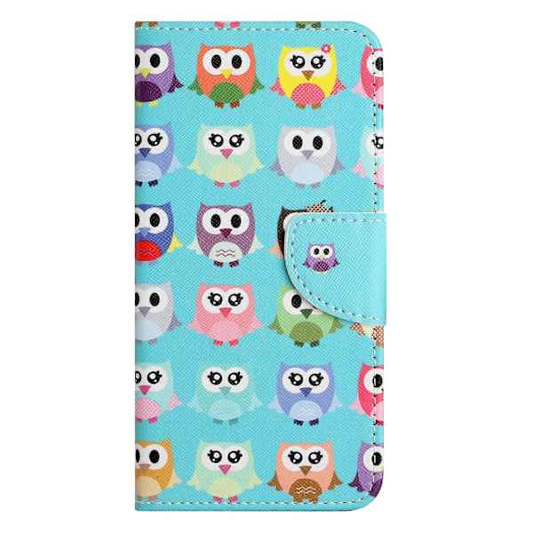 Til Xiaomi Redmi Note 14 4G Etui Mønstertryk Kryds Tekstur Læder Telefon Cover Multicolor Owls