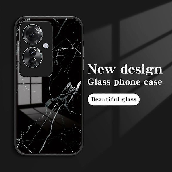 Til Oppo Reno11 F 5G Etui Hærdet Glas Telefon Cover Marmor Mønster Design Multicolor Style B