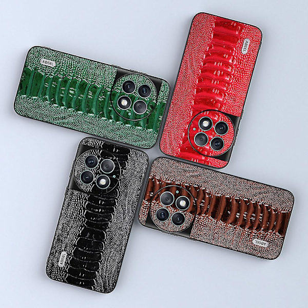Abeel For Oneplus Ace 2 Pro 5g Stötsäkert Crocodile Texture Cover äkta koläderbelagd Pc+tpu phone case Coffee