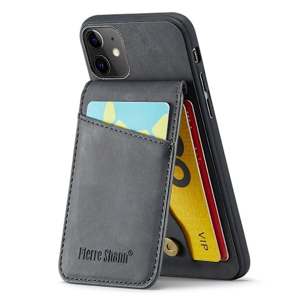 FIERRE SHANN Kickstand -puhelinkotelo iPhone 11:lle PU-nahkaa+TPU-korttipaikkakotelo Multicolor Style A
