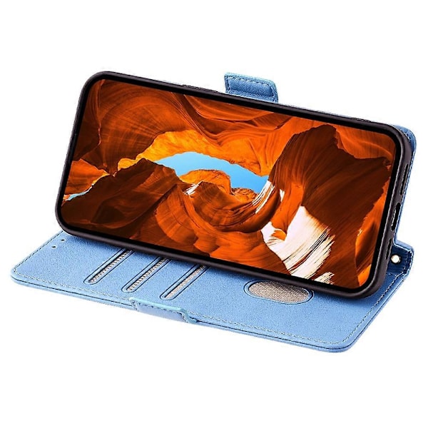 Læder Wallet Case med RFID-blokering og stativ til Realme GT 7 Pro 5G med håndrem - Grøn Multicolor Blue