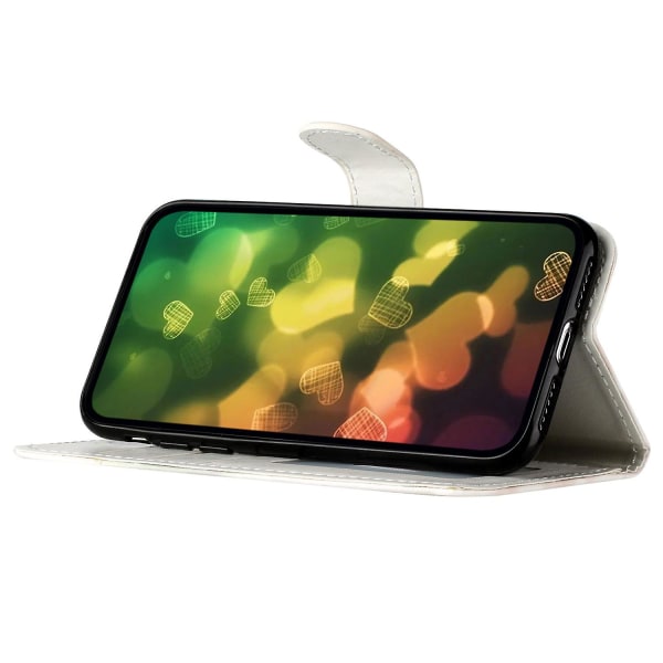 För Iphone 15 Plus Pu Läder Case Mönster Skrivbord Cover Cat