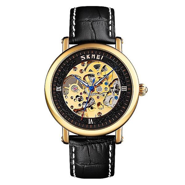 Skmei 9229 Automatic Hollow Mechanical Watch Gold Shell Black Face