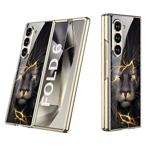 GKK Etui til Samsung Galaxy Z Fold6 5G Elektroplettering Trykt Mønster Hærdet Glas+PC Telefoncover Multicolor Style M