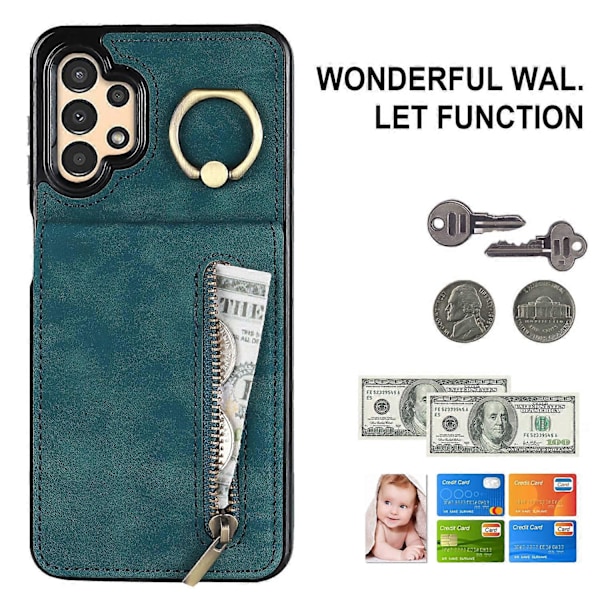 Til Samsung Galaxy A13 5G/A13 4G RFID Blokerende Støtteben Etui Retro PU+TPU Wallet Telefon Cover Multicolor Style C
