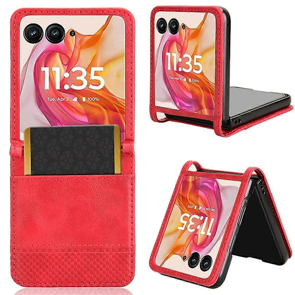 Etui med kortholder i retro skinn + PC til Motorola Razr 50 Ultra 5G/Razr+ 2024 5G Multicolor Style B