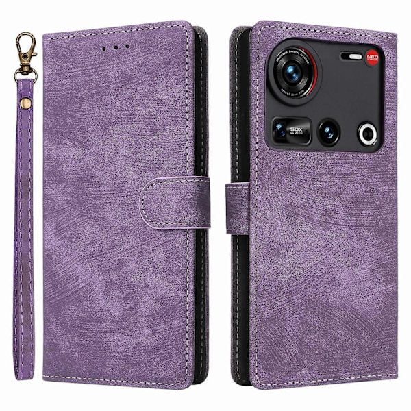 Til ZTE nubia Z70 Ultra Wallet Case RFID-blokering PU Læder Cover Stativ View-Grøn Multicolor Purple