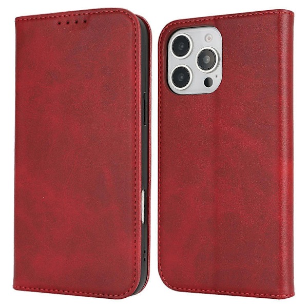 Til iPhone 16 Pro Cover PU Læder Kalvepræget Magnetisk Lukning Smartphone Cover Multicolor Style F
