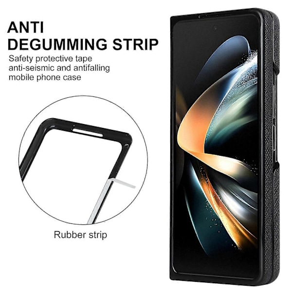 Samsung Galaxy Z Fold4 5G Iskunkestävä Puhelinkotelo PU-nahka+PC Ristikkäiskuvioitu Suojus Multicolor Style A