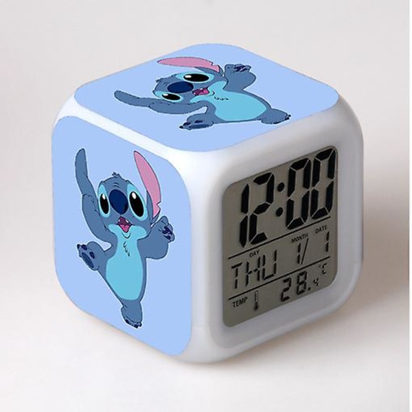 Stitch Väckarklocka Stitch Barnpresent Färgbyte Fyrkantig väckarklocka Julklapp Flera typer style 29