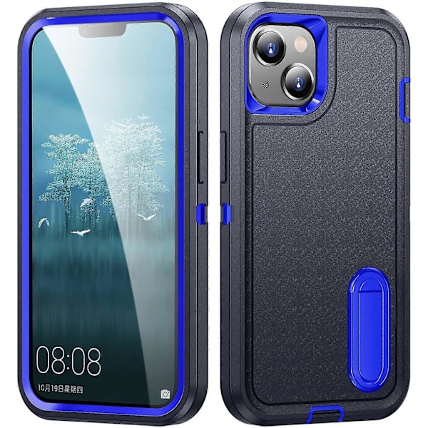 För iPhone 15 Plus PC+TPU Mobilskal Stöttåligt Anti-Fall Mobiltelefonskydd med Ställ Multicolor Style G