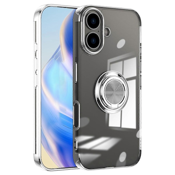Elektropläterat TPU-skal med stativ och magnetisk bilhållare för iPhone 16 Plus Multicolor Style A