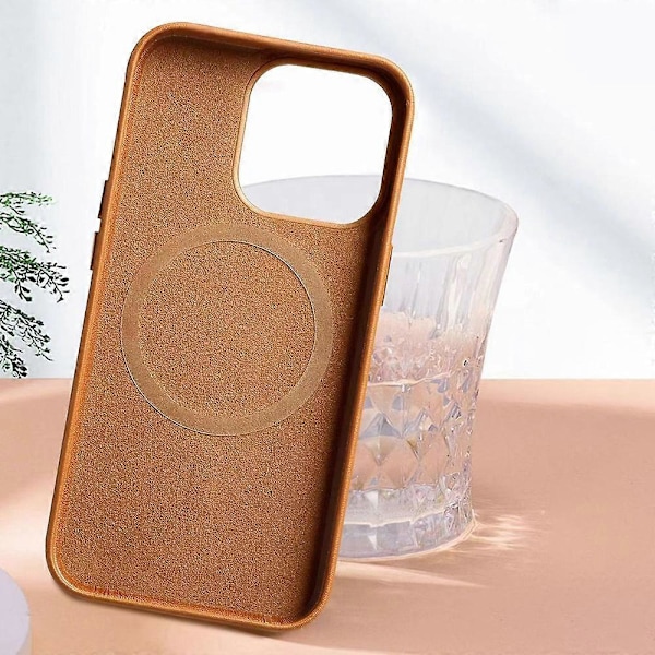 Anti-ridse Telefoncover til iPhone 15 Plus PU+PC Beskyttelsesetui Kompatibelt med MagSafe Oplader Multicolor Style H