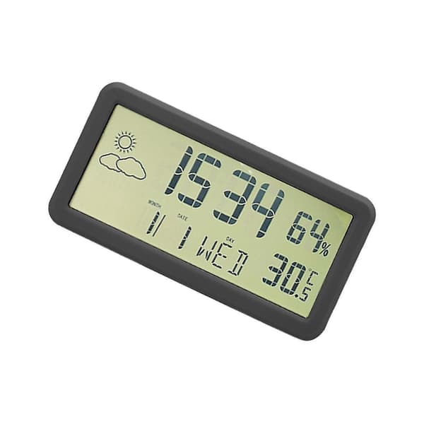 Digital kalender Väder Snooze Alarm Clock Hygrometer Temperatur Black