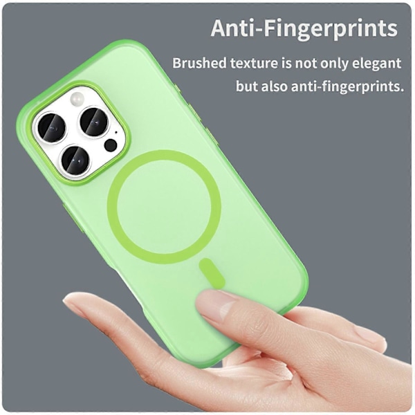 iPhone 16 Pro -kuori, yhteensopiva MagSafe-tekniikan kanssa, TPU+PC, ohut, matta, läpikuultava puhelinkuori- Multicolor Green