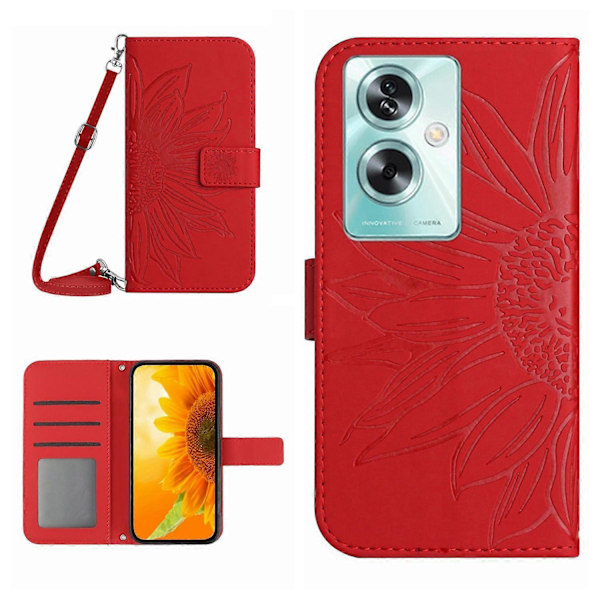 Til Oppo A79 5G/A2 5G Etui PU Læder Solsikke Pung Telefon Cover med Skulderrem Multicolor Style B