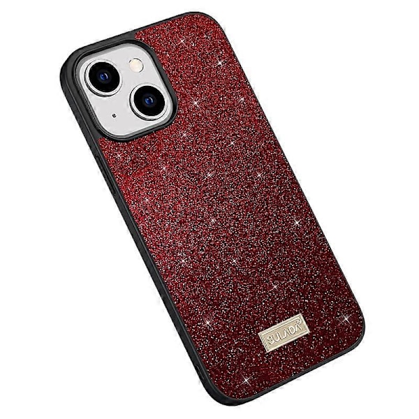 SULADA Baksida Skal för iPhone 15, PU Läderbelagd PC+TPU Glitter Paljetter Mobilskal Multicolor Style E