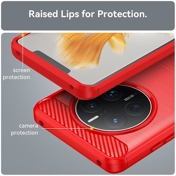 Til Huawei Mate 50 Pro 4G Cover Anti-Ridse TPU Telefon Skal Kulfiber Tekstur Telefon Beskytter Multicolor Style B