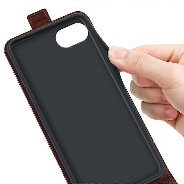iPhone 16e -kotelo korttipaikoilla, pystysuuntainen läppä, nahkainen puhelinkotelo - musta Multicolor Brown
