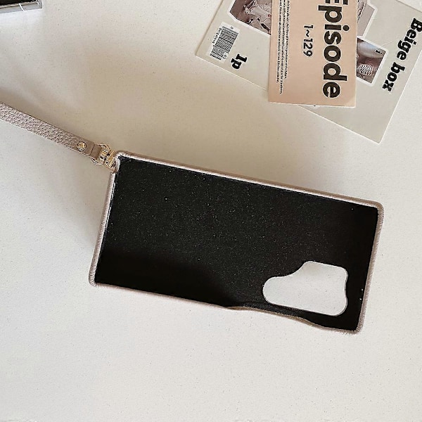 Til Samsung Galaxy S23 Ultra Etui Spejldesign PU Læder Bagcover med Kortlommer, Håndledsrem Multicolor Style A