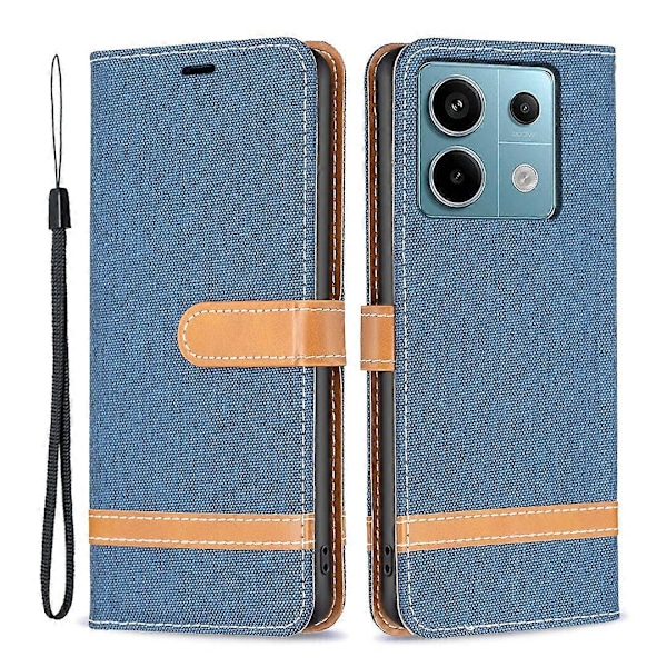 Kotelo Xiaomi Redmi Note 13 Pro 5G/Poco X6 5G -puhelimelle, farkkukangasta ja nahkaa Multicolor Navy Blue