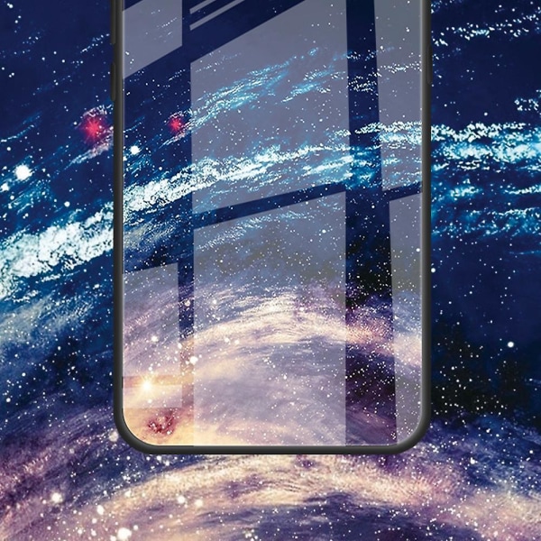 För Iphone 15 Plus Printed case härdat glas+pc+tpu Hybrid cover White Planet