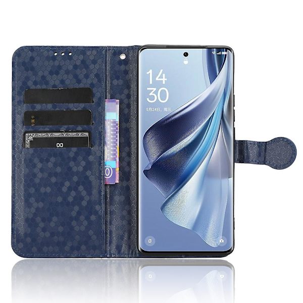 Til Oppo Reno10 Pro+ 5g PU Læder Wallet Mobil Case Dot Præget Flip Stand Telefon Cover Dark Blue