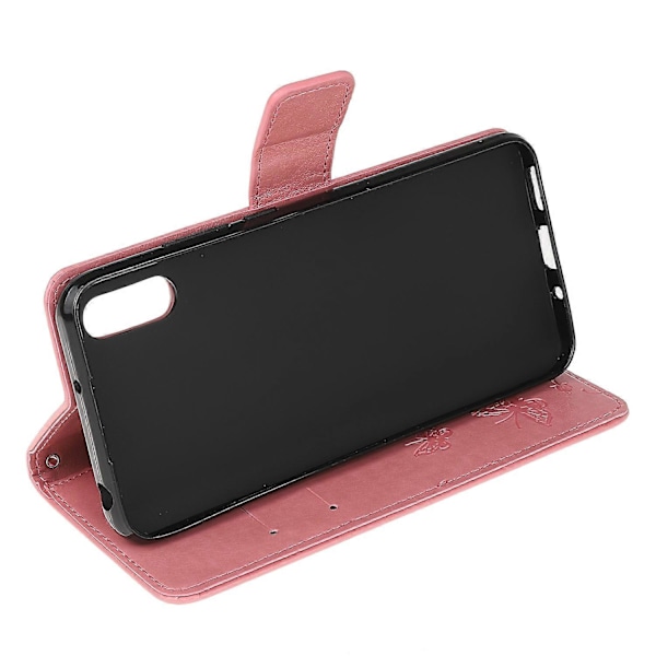 Præget Sommerfugl Blomst Læder Wallet Stand Telefon Cover til Samsung Galaxy Xcover 5 Multicolor Style D