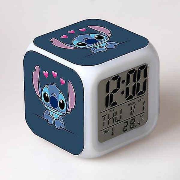 Stitch Väckarklocka Stitch Barnpresent Färgglad färgskiftande fyrkantig väckarklocka Julklapp Model 19