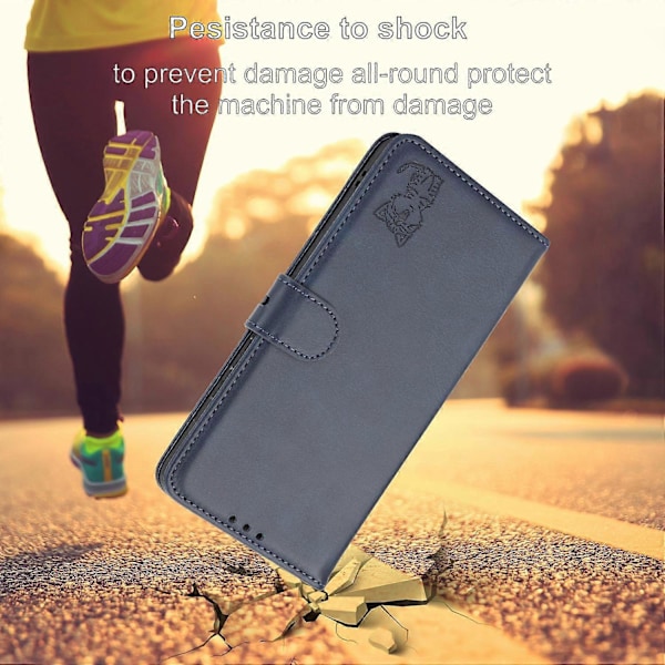 Til Samsung Galaxy S25 Edge Etui Glad Kat Mønster Præget Læder Wallet Telefon Cover Multicolor Blue