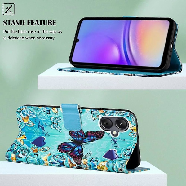 YB Mønsterprint Læder Serie-4 til Samsung Galaxy A15 4G Etui PU Læder Telefon Wallet Cover Multicolor Style A
