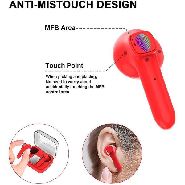 Qian Bluetooth Hodetelefoner, Trådløse Hodetelefoner Med Stereolyd, Bluetooth 5.0 Headset, Trådløse In-ear Øretelefoner Med Mikrofon Og Mini Bærbar C